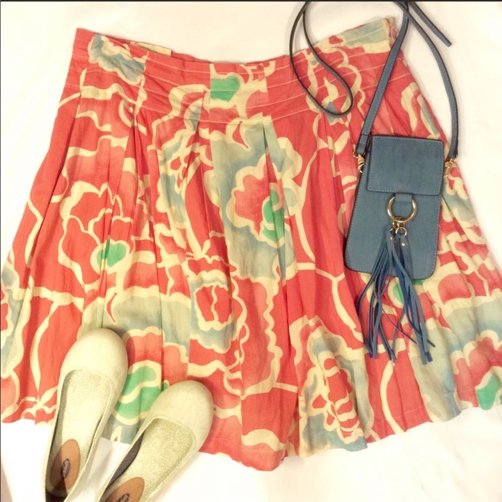 Lil/Anthropologie Pleated Floral Skirt Sz 14